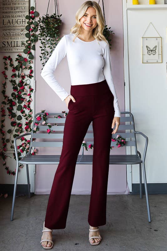 Edie Flare Pants in Wine