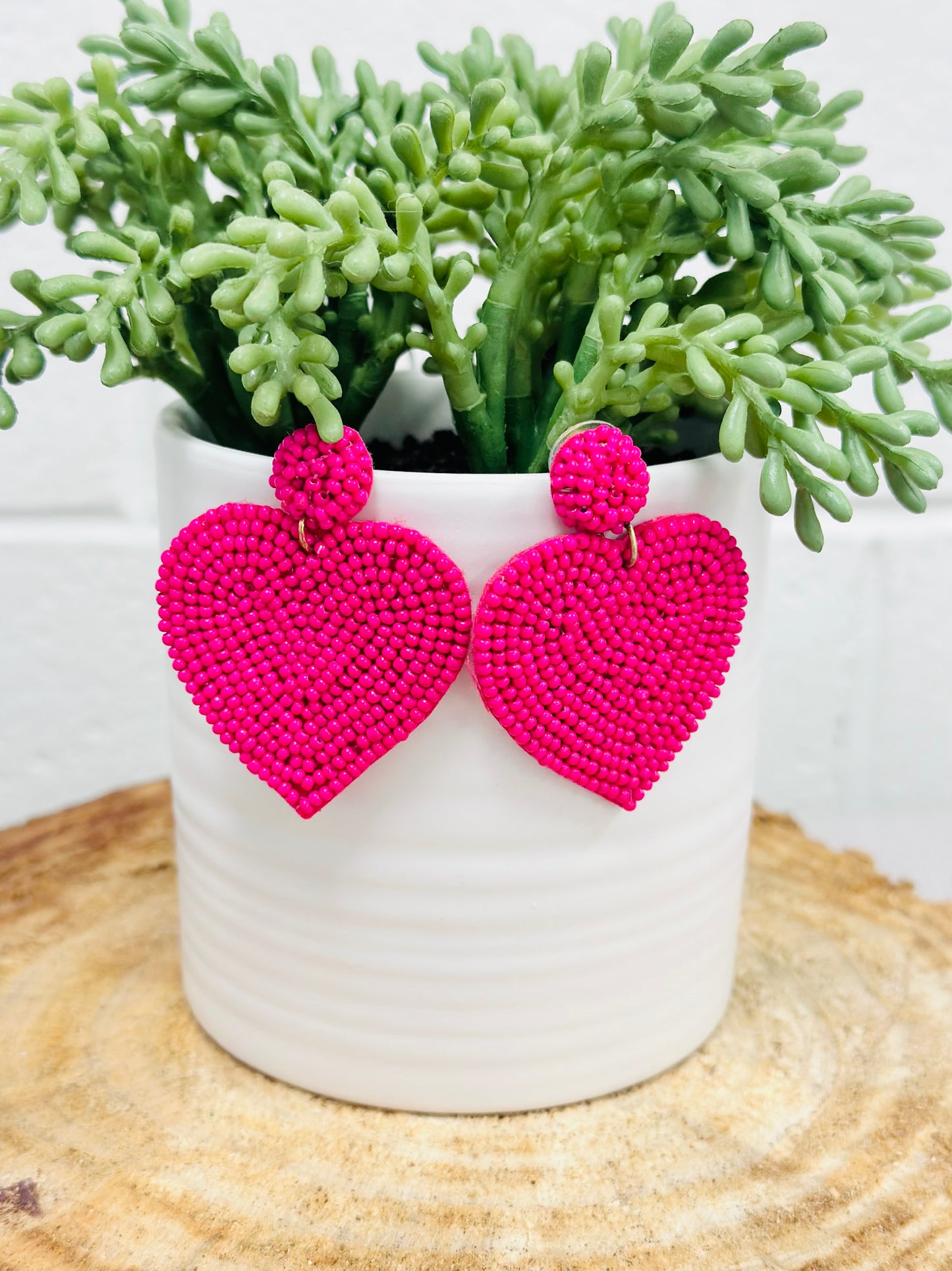 Hot Pink Heart Earrings
