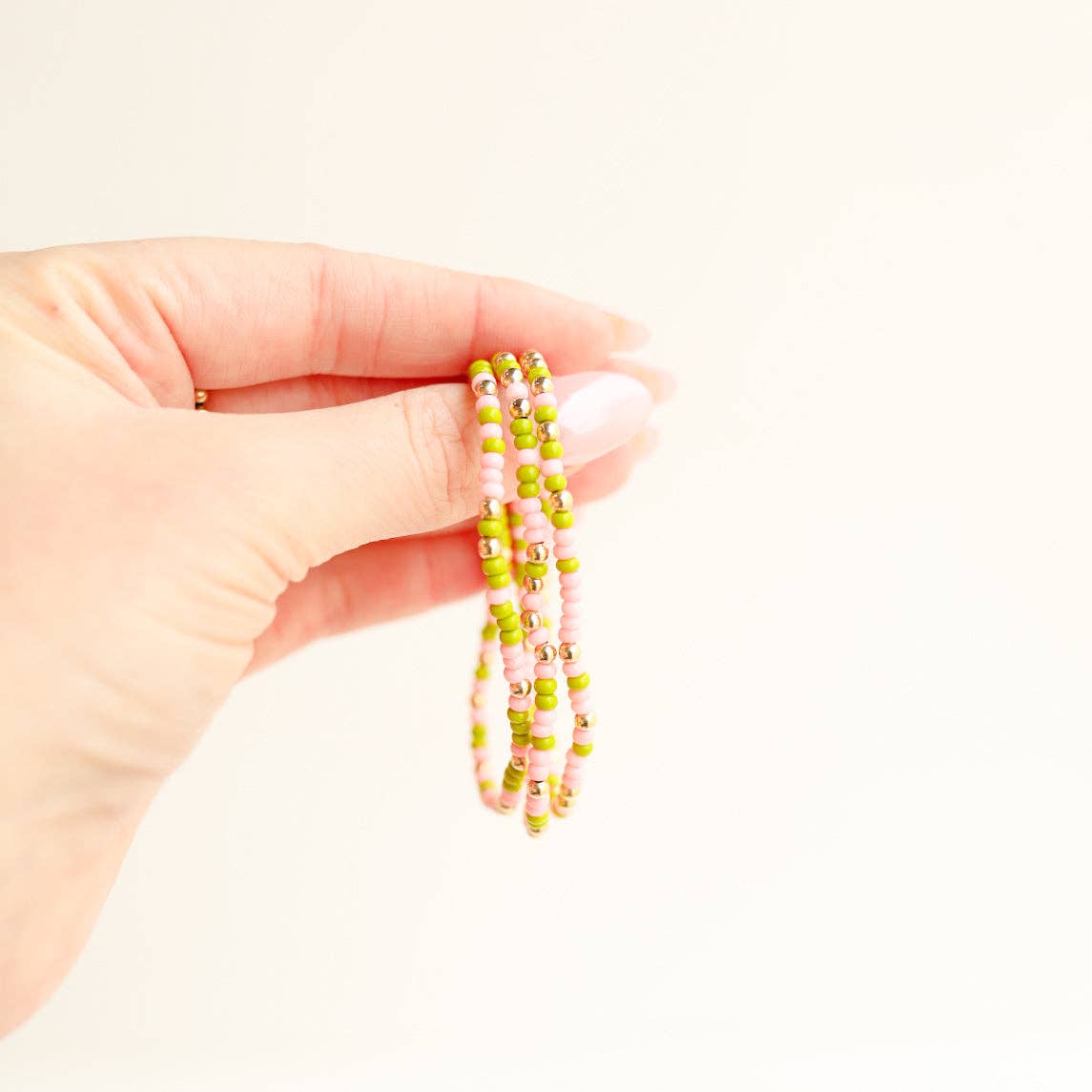 Pink and Lime Green Sprinkle Bracelet: Standard 6.75 inch