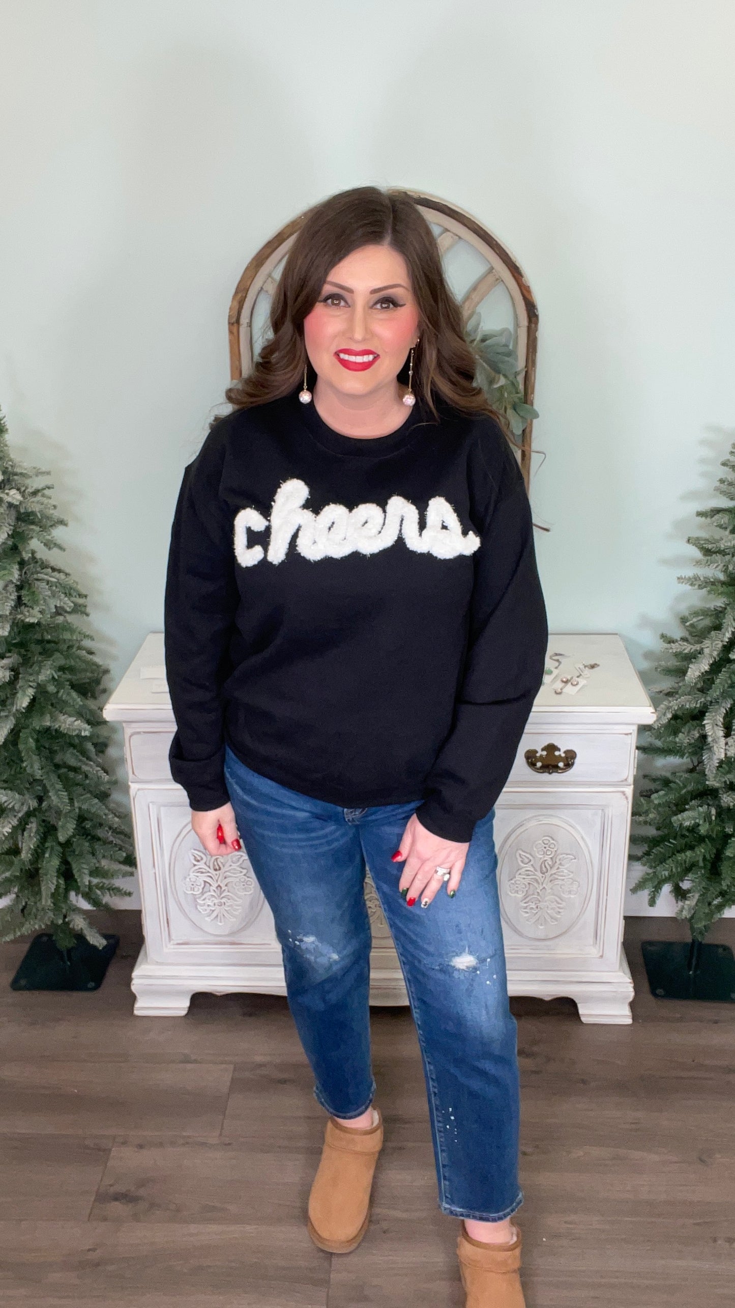 ‘CHEERS’ Embroidered Sweatshirt