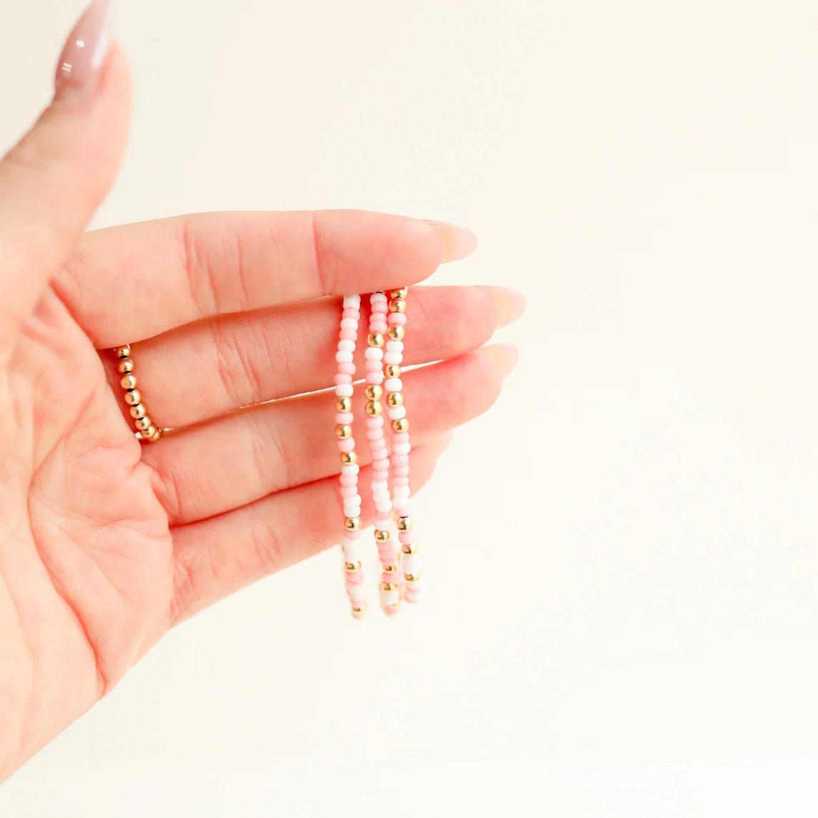 Pink and White Sprinkle Bracelet: Petite 6.25 inch