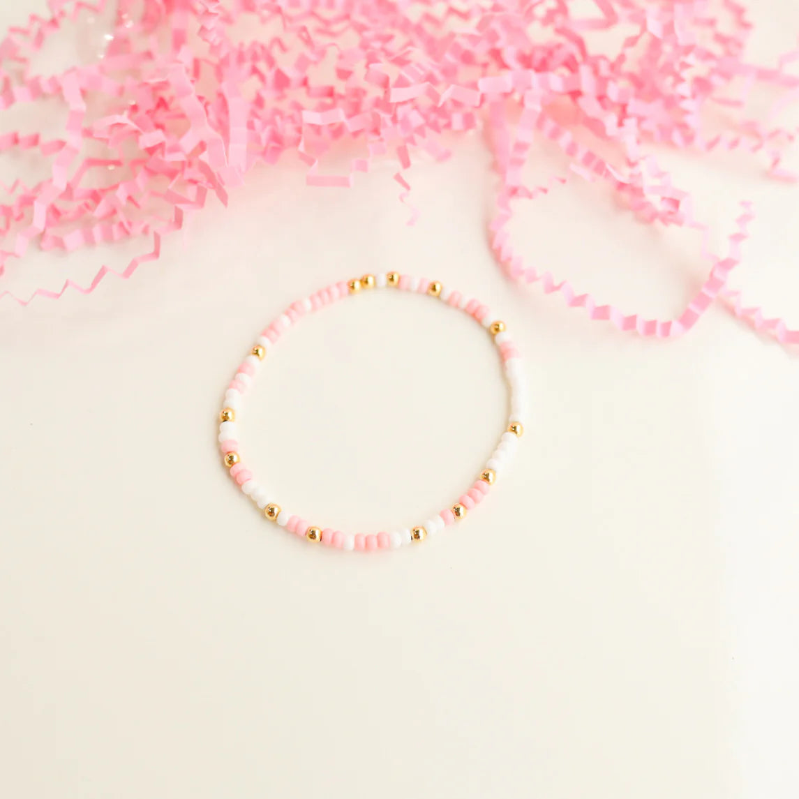 Pink and White Sprinkle Bracelet: Petite 6.25 inch