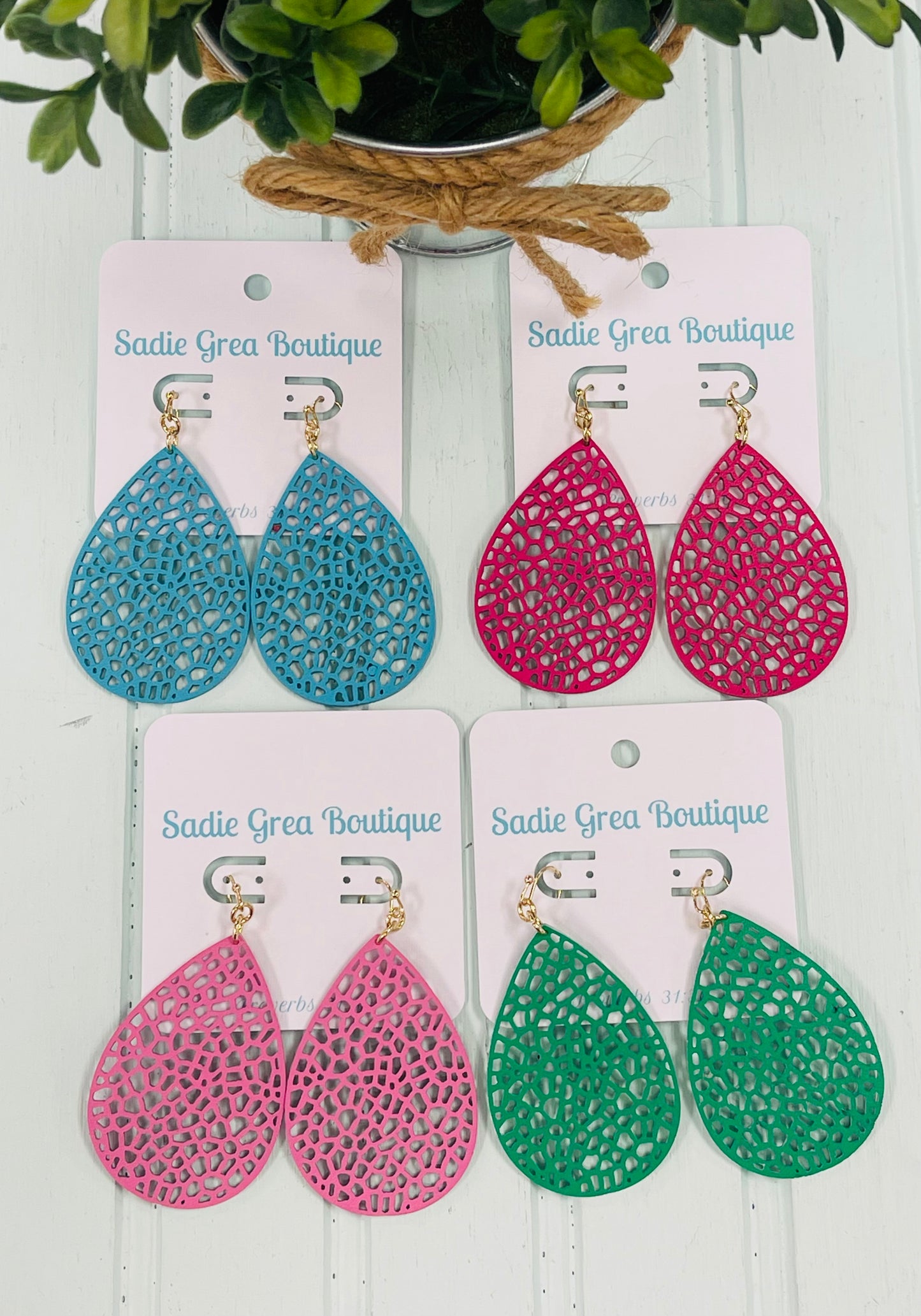 Honeycomb Stamp Leather Earring
