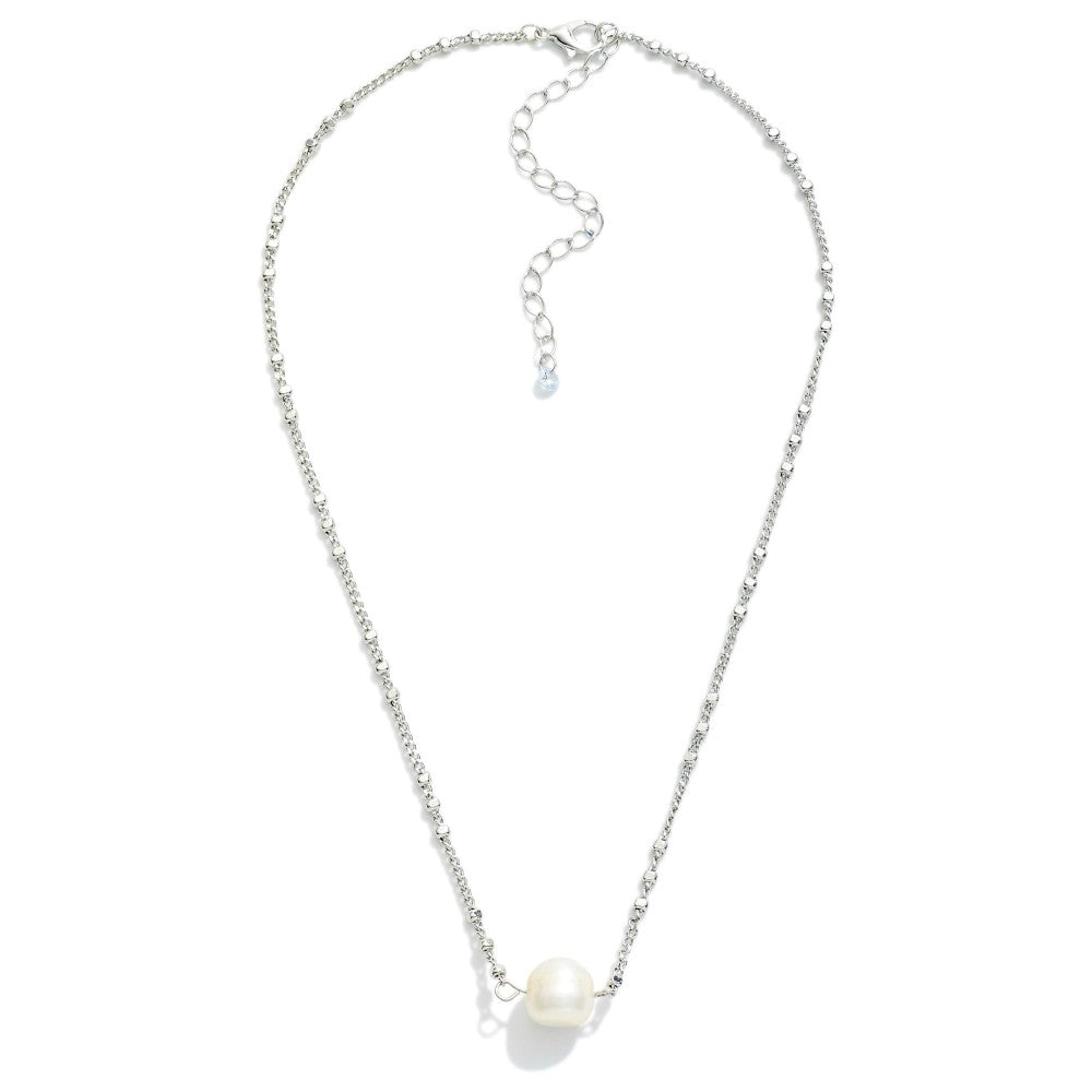 Pearl Bead Pendant in Silvertone