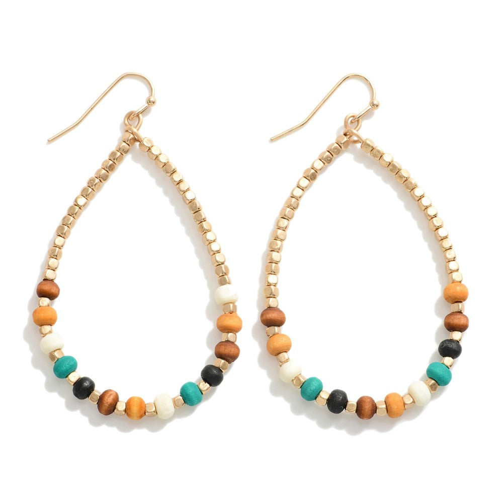 Wood Beaded Hoops in Multi