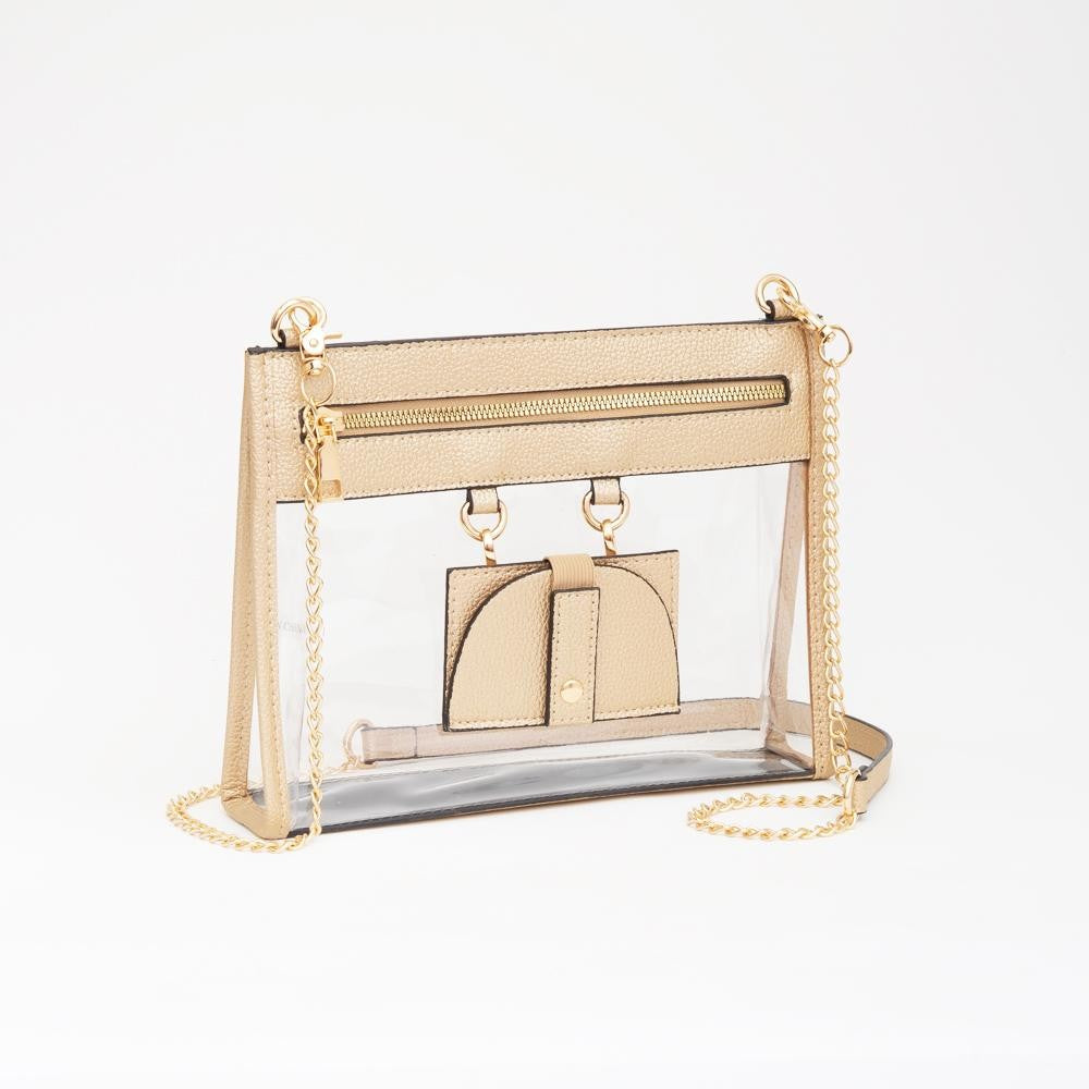 Clear Bag with Sunglasses Holder in Gold