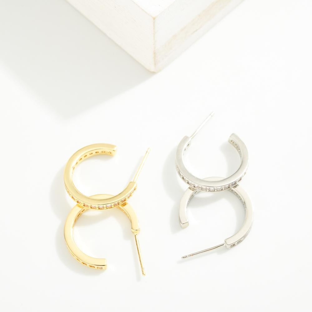 Cubic Zirconia Hoop Earrings