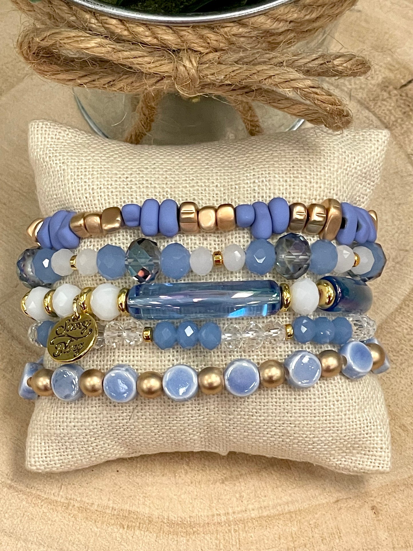 Periwinkle 5 Strand Bracelet Stack