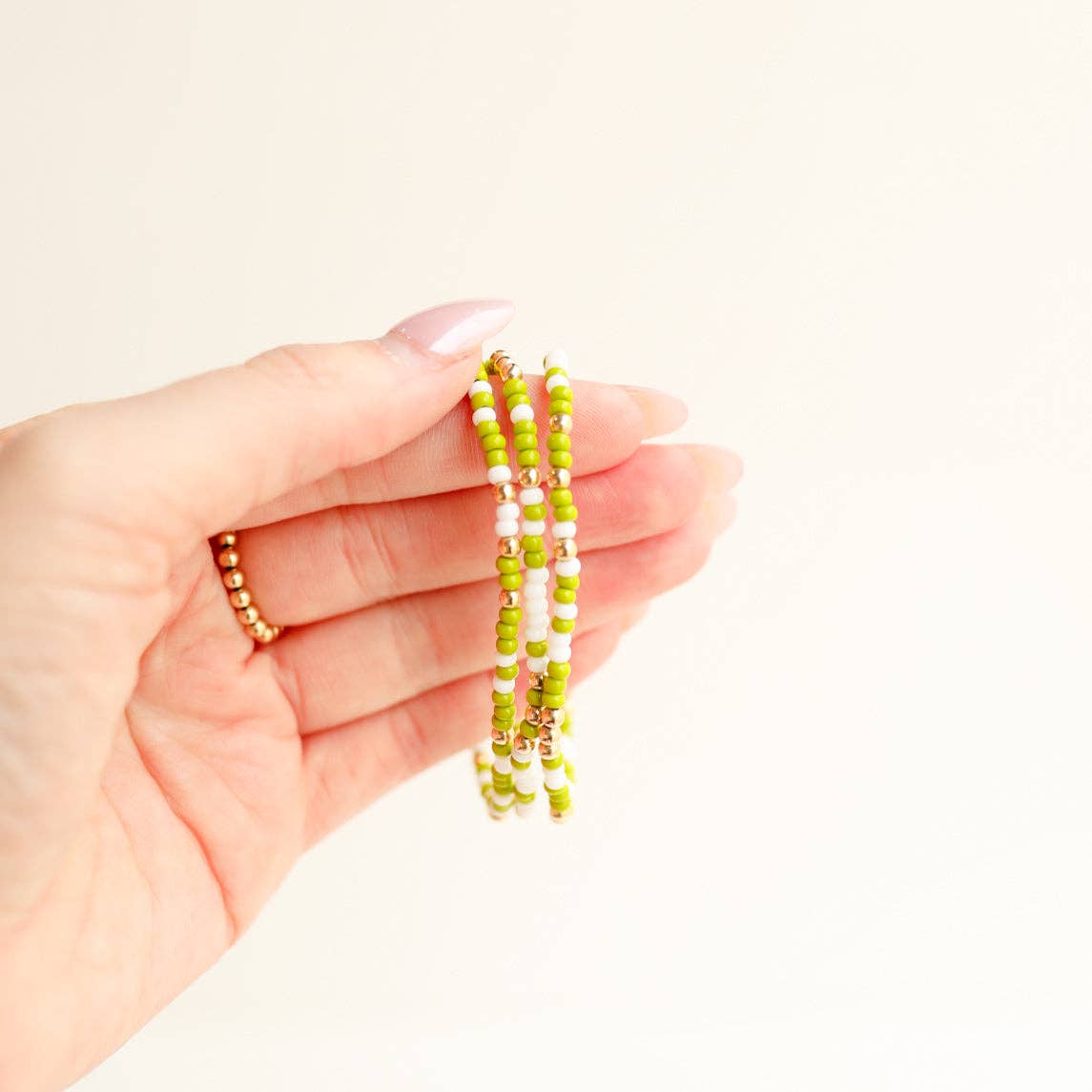 Lime and White Green Sprinkle Bracelet: Petite 6.25 inch