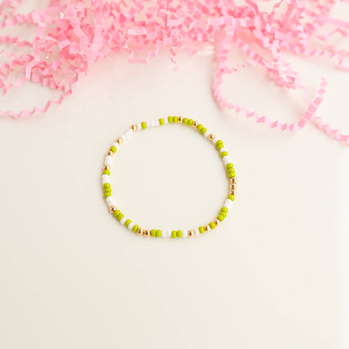 Lime and White Green Sprinkle Bracelet: Petite 6.25 inch