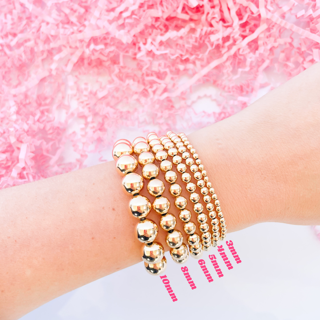 2MM Gold Beaded Bracelet: Standard 6.75 inch