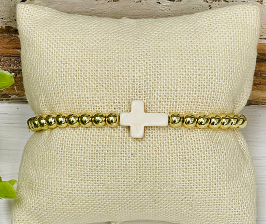 Alex Carol Cross 14k Gold 5mm Bracelet