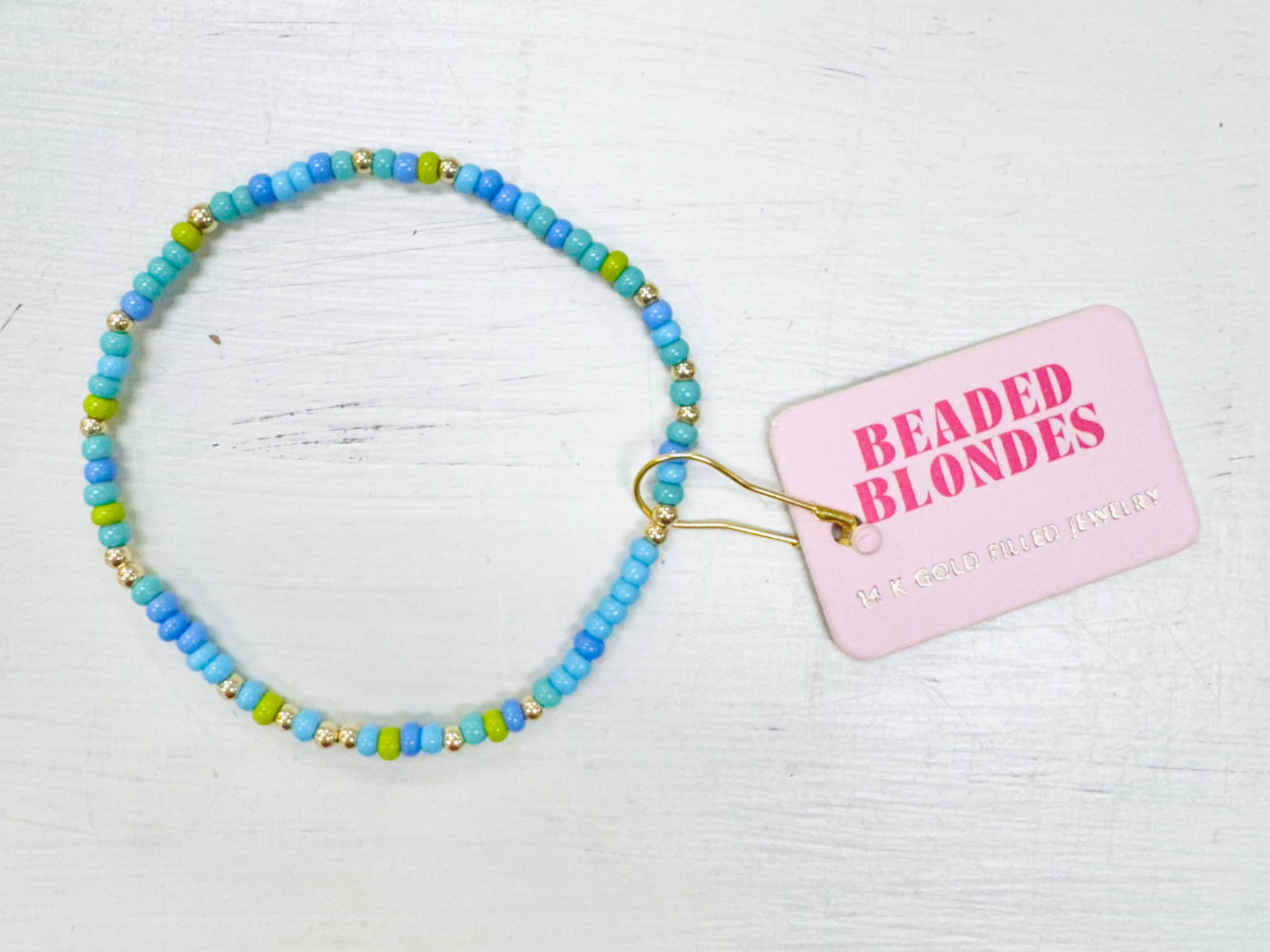 Blues & Green Sprinkle Bracelet: Petite 6.25 inch