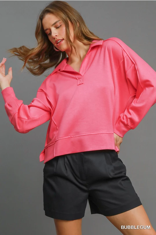 Umgee Luxeknit Sweatshirt in Bubblegum