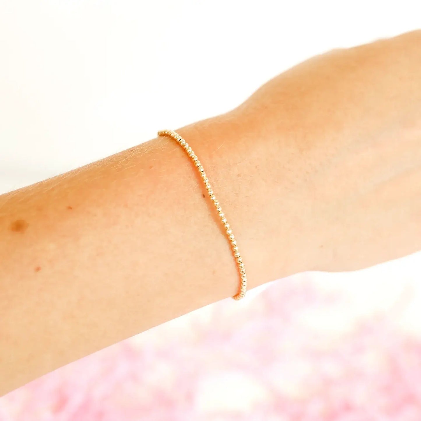 2MM Gold Beaded Bracelet: Standard 6.75 inch