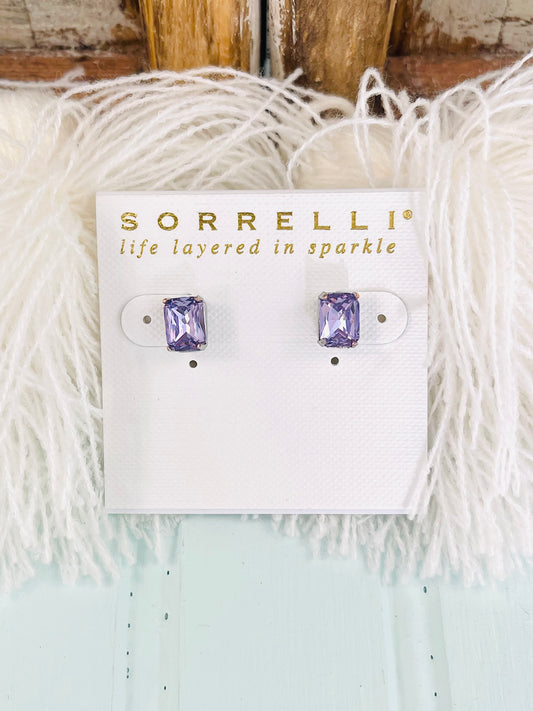 Mini Emerald Cut Stud Earrings in Cotton Candy Clouds Sorrelli