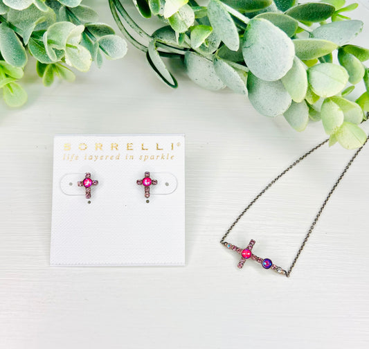 Christina Pink Crystal Cross Set Sorrelli